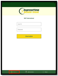 ExpressTime Kiosk Login Screen